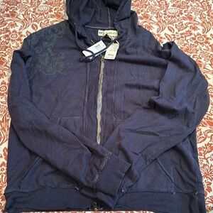 Distressed zipper hoodie